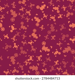 Brown line Rejection voice recognition icon isolated seamless pattern on red background. Voice biometric access authentication for personal identity recognition.  Vector