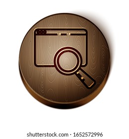 Braune Linie Suche in einem Browser-Fenster Symbol einzeln auf weißem Hintergrund. Holzkreisknopf. Vektorillustration-Illustration