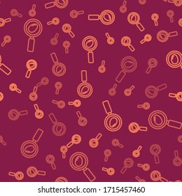 Brown line Search and easter egg icon isolated seamless pattern on red background. Happy Easter.  Vector Illustration