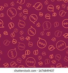 Brown Line Speech Bubble Chat Icon Isolated Seamless Pattern On Red Background. Message Icon. Communication Or Comment Chat Symbol.  Vector Illustration