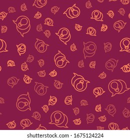 Brown line Speech bubble and light bulb with concept of idea icon isolated seamless pattern on red background. Energy and idea symbol.  Vector Illustration