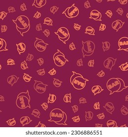Brown line Street signboard with inscription Bar icon isolated seamless pattern on red background. Suitable for advertisements bar, cafe, restaurant.  Vector
