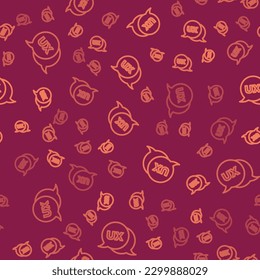Brown line UI or UX design icon isolated seamless pattern on red background.  Vector