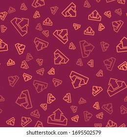 Brown line Upload inbox icon isolated seamless pattern on red background.  Vector Illustration