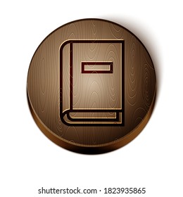 Brown line User manual icon isolated on white background. User guide book. Instruction sign. Read before use. Wooden circle button. Vector Illustration