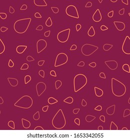 Brown line Water drop icon isolated seamless pattern on red background.  Vector Illustration