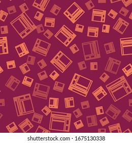 Brown line Website template icon isolated seamless pattern on red background. Internet communication protocol.  Vector Illustration
