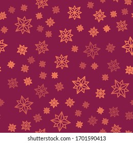 Brown line Wind rose icon isolated seamless pattern on red background. Compass icon for travel. Navigation design.  Vector Illustration