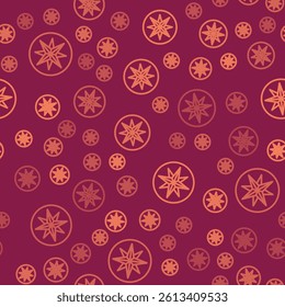 Brown line Wind rose icon isolated seamless pattern on red background. Compass icon for travel. Navigation design.  Vector
