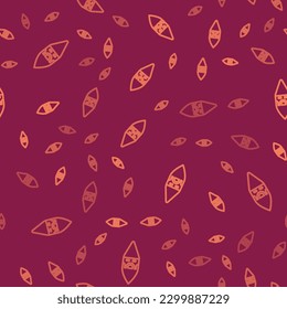 Brown line Wizard warlock icon isolated seamless pattern on red background.  Vector