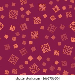 Brown line World globe with compass icon isolated seamless pattern on red background.  Vector Illustration