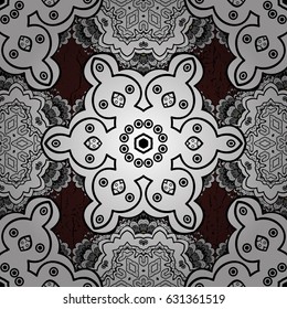 Brown linear background. Brown background. Decorative illustration for print, web. Floral seamless pattern with swirl.