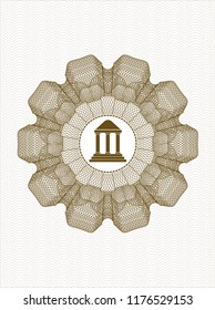 Brown linear rosette with bank icon inside