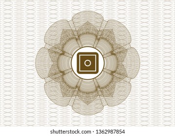Brown linear rosette with bank safe icon inside
