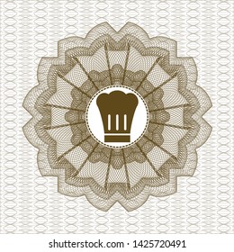 Brown linear rosette with chef hat icon inside