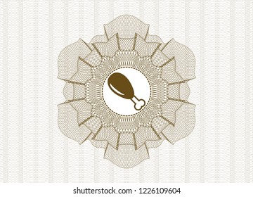 Brown linear rosette with chicken leg icon inside