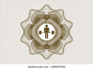 Brown linear rosette with deadlift icon inside
