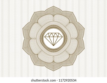 Brown linear rosette with diamond icon inside