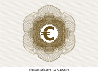 Brown linear rosette with euro icon inside