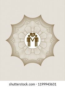 Brown linear rosette with gay men love icon inside