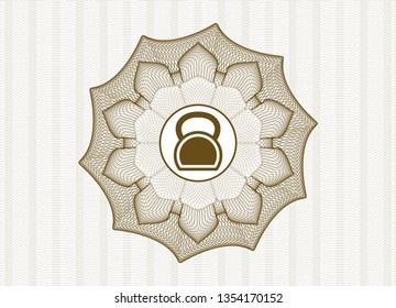 Brown linear rosette with kettlebell icon inside