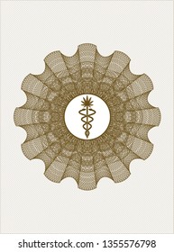 Brown linear rosette with medical marijuana icon inside