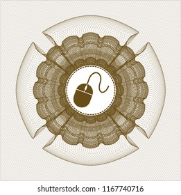 Brown linear rosette with mouse icon inside