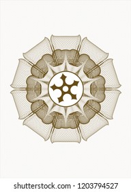 Brown linear rosette with ninja star icon inside
