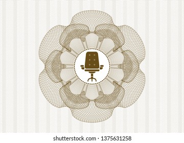 Brown linear rosette with office chair icon inside