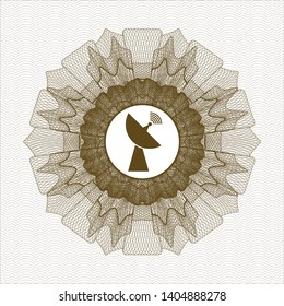 Brown linear rosette with radar icon inside