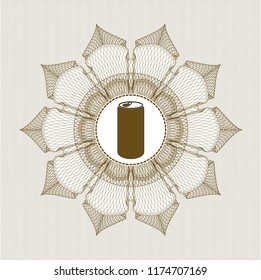 Brown linear rosette with soda can icon inside