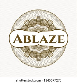 Brown linear rosette with text Ablaze inside