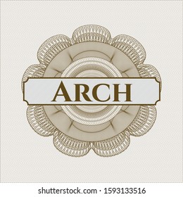 Brown linear rosette with text Arch inside