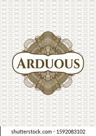 Brown linear rosette with text Arduous inside