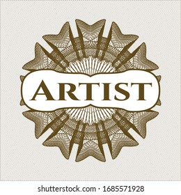 Rosette lineal marrón con texto Artista dentro