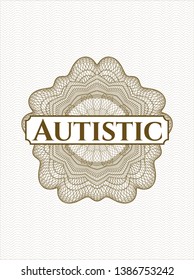Brown linear rosette with text Autistic inside