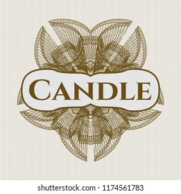 Brown linear rosette with text Candle inside