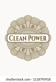 Brown linear rosette with text Clean Power inside