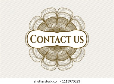  Brown linear rosette with text Contact us inside