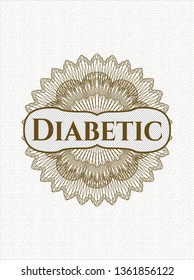 Brown linear rosette with text Diabetic inside