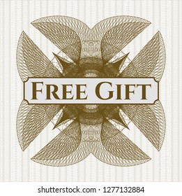 Brown linear rosette with text Free Gift inside
