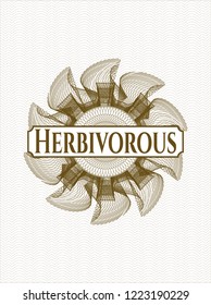 Brown linear rosette with text Herbivorous inside