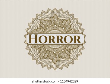 Brown linear rosette with text Horror inside
