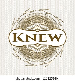 Brown linear rosette with text Knew inside