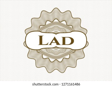 Brown linear rosette with text Lad inside