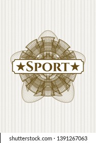 Brown linear rosette with text Sport inside