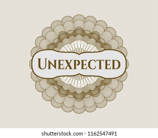 Brown linear rosette with text Unexpected inside