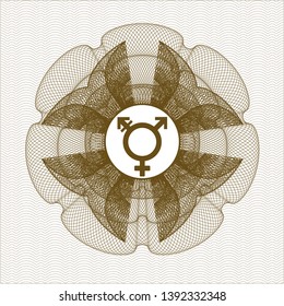 Brown linear rosette with transgender icon inside