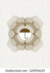 Brown linear rosette with umbrella icon inside