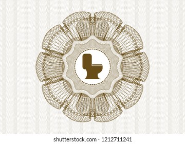 Brown linear rosette with WC toilet icon inside
